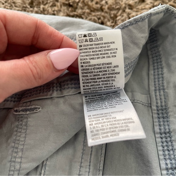 American Eagle AE Stretch Cargo Pants Light Gray Size 2 Straight Leg Y2K - Picture 10 of 12